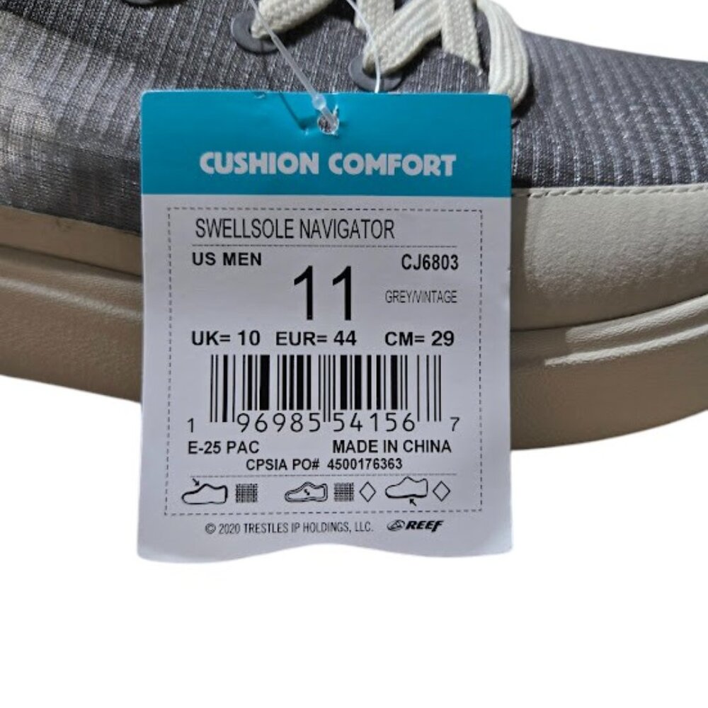 REEF Swellsole Navigator Men's Sneakers Grey Vintage Comfort Shoes Size 11 NWOB - Picture 10 of 10